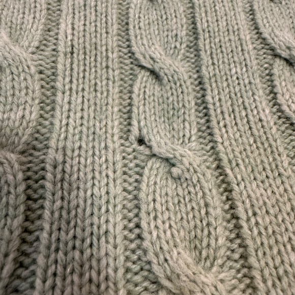 L. L. Bean Men's Wool Blend Cable Knit Sweater Olive Green Size Large Fisherman - Picture 6 of 7